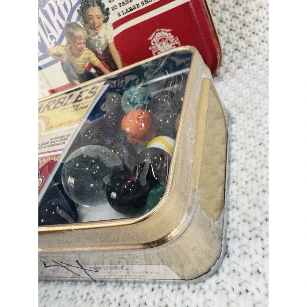 Channel Craft Marbles Shooting Games Tin Set 48 Marbles 2 Shooters Handbook USA